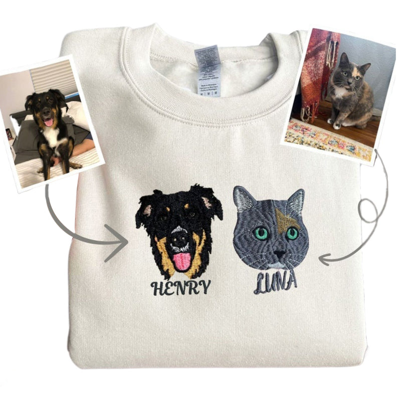 Custom Embroidered Pet Name Sweatshirt Tshirt